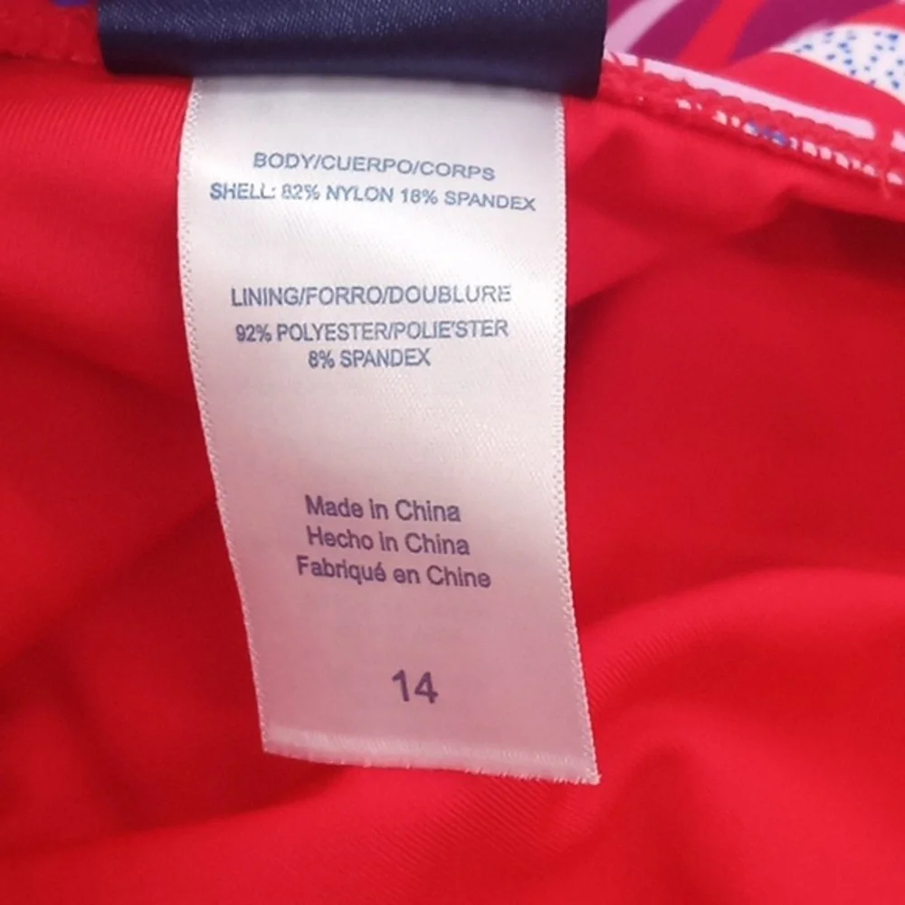 Sold! Caribbean Joe Tropical Print One Piece Swimsuit Red‎ 14 NWOT - Picture 11 of 13